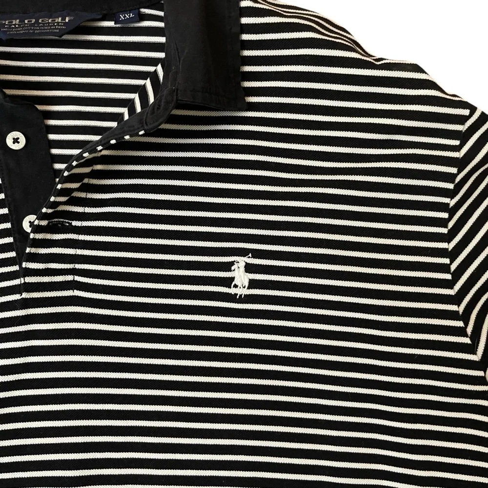 Polo Ralph Lauren Golf Pima Cotton Polo Shirt Black White Striped XXL Big & Tall